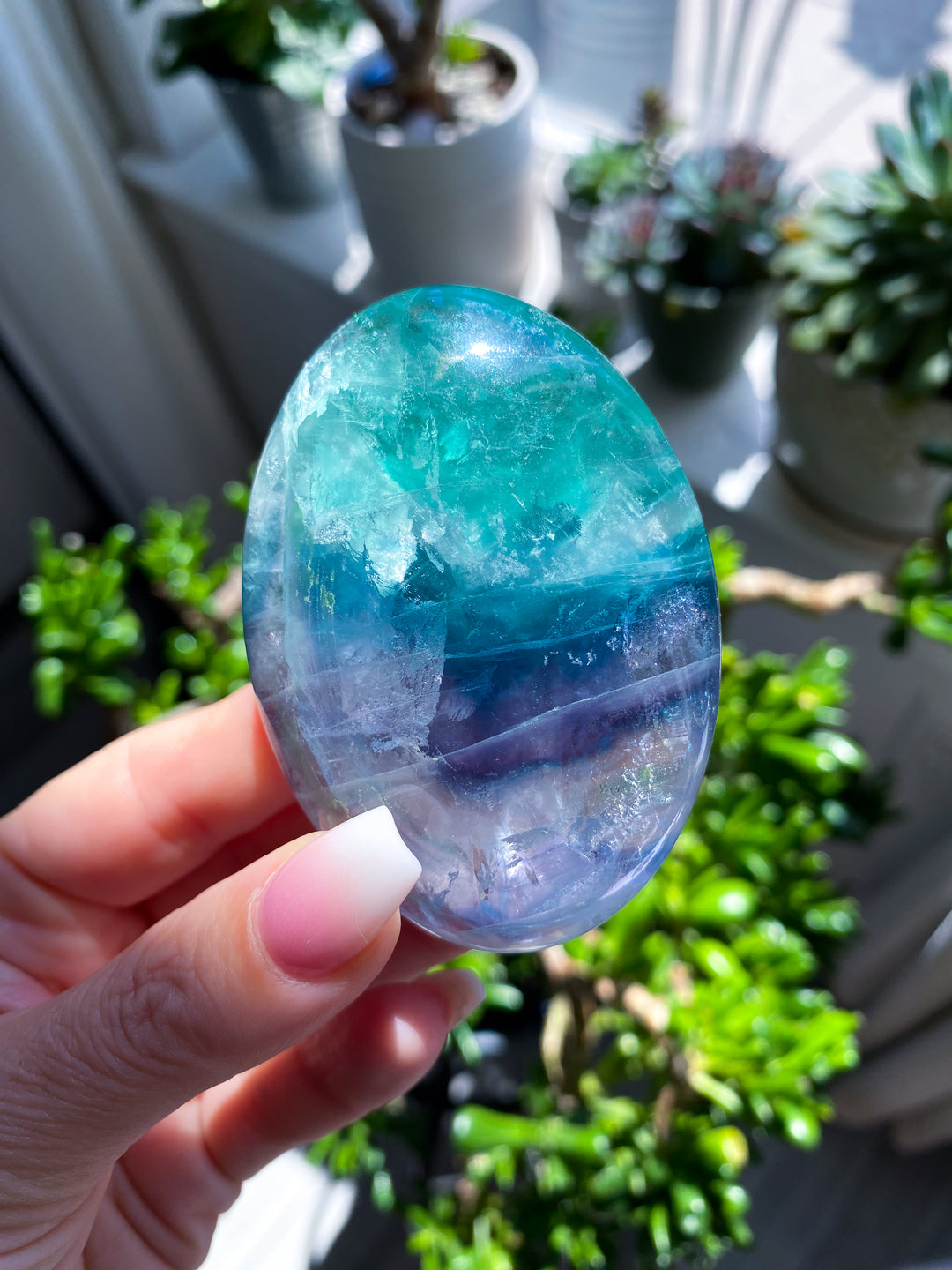 Radiant Fluorite Palm Stone #9