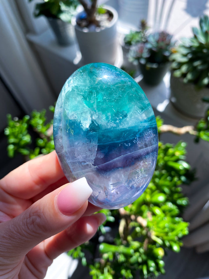Radiant Fluorite Palm Stone #9