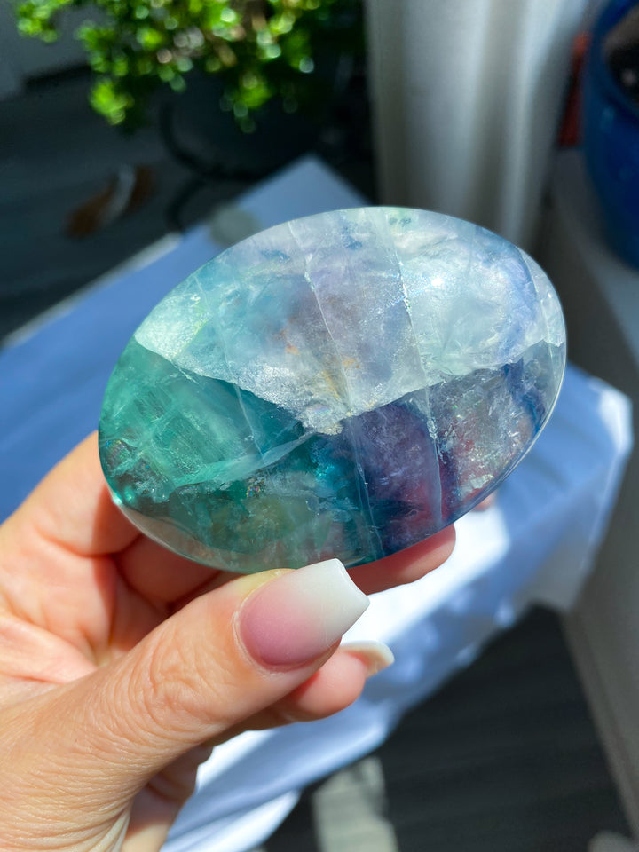 Radiant Fluorite Palm Stone #9