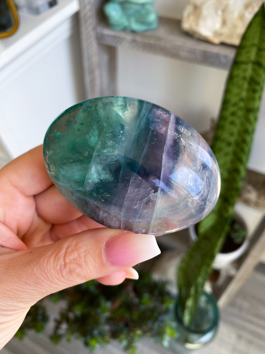 Radiant Fluorite Palm Stone #9