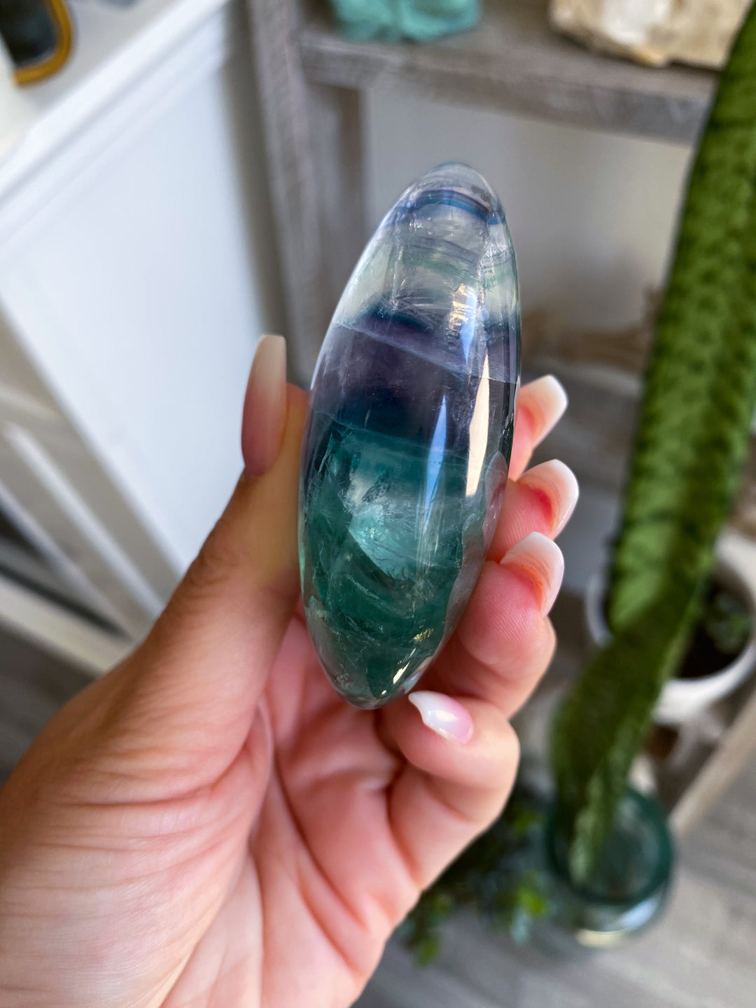 Radiant Fluorite Palm Stone #9