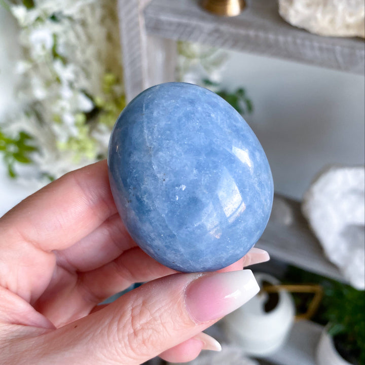 Blue Calcite Palm Stone #2