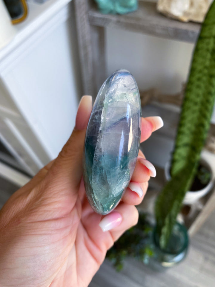 Radiant Fluorite Palm Stone #9