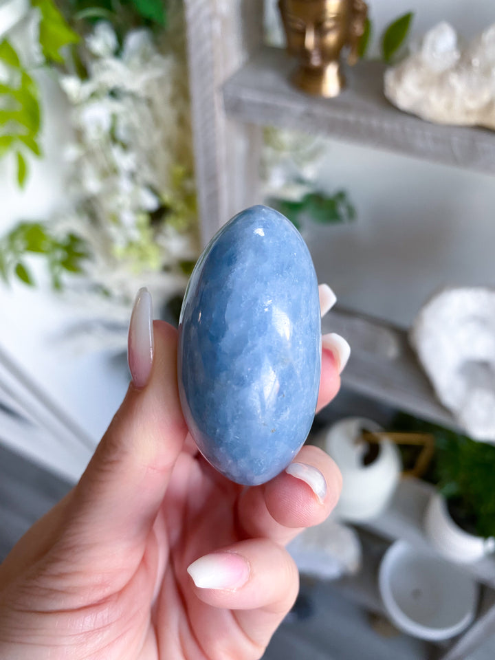 Blue Calcite Palm Stone #2