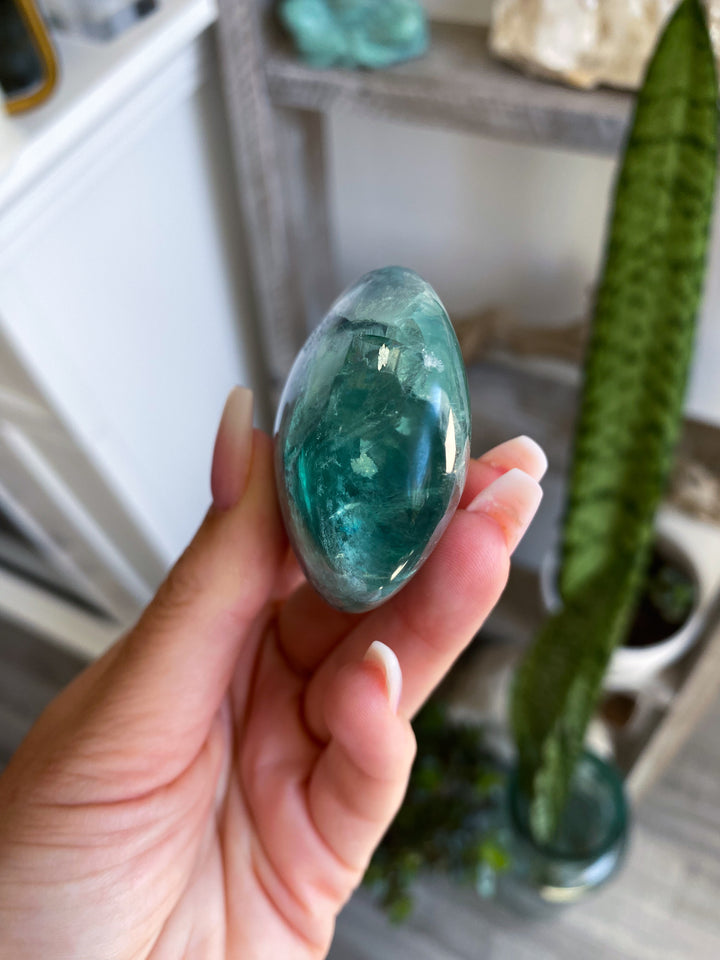 Radiant Fluorite Palm Stone #9