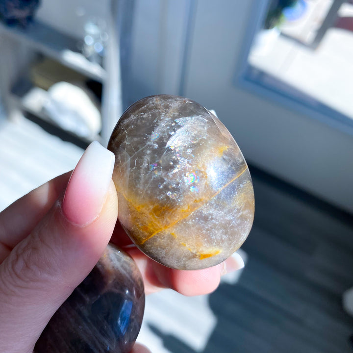 Small Black Moonstone Palm Stone - Choose Your Piece