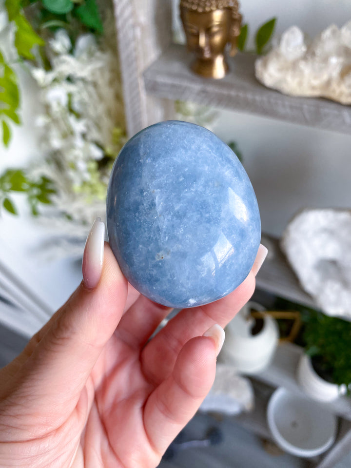 Blue Calcite Palm Stone #2