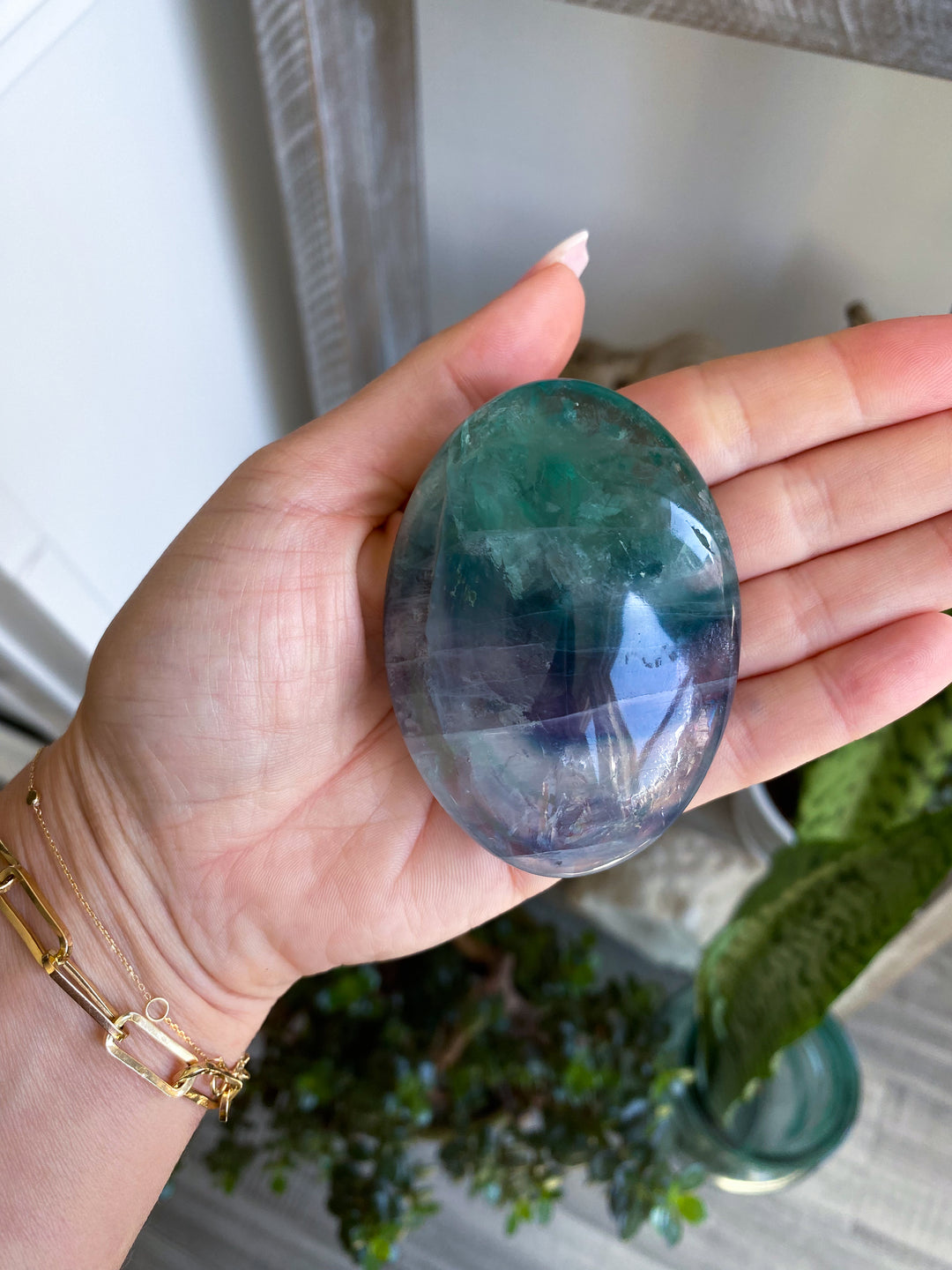 Radiant Fluorite Palm Stone #9