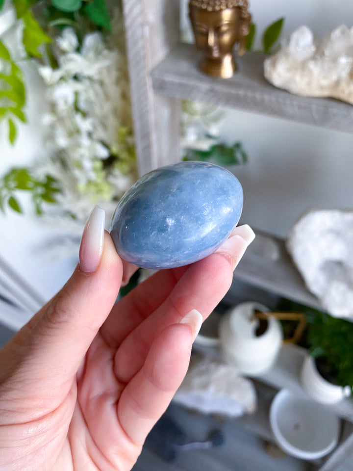 Blue Calcite Palm Stone #2