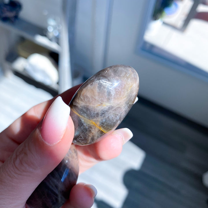 Small Black Moonstone Palm Stone - Choose Your Piece