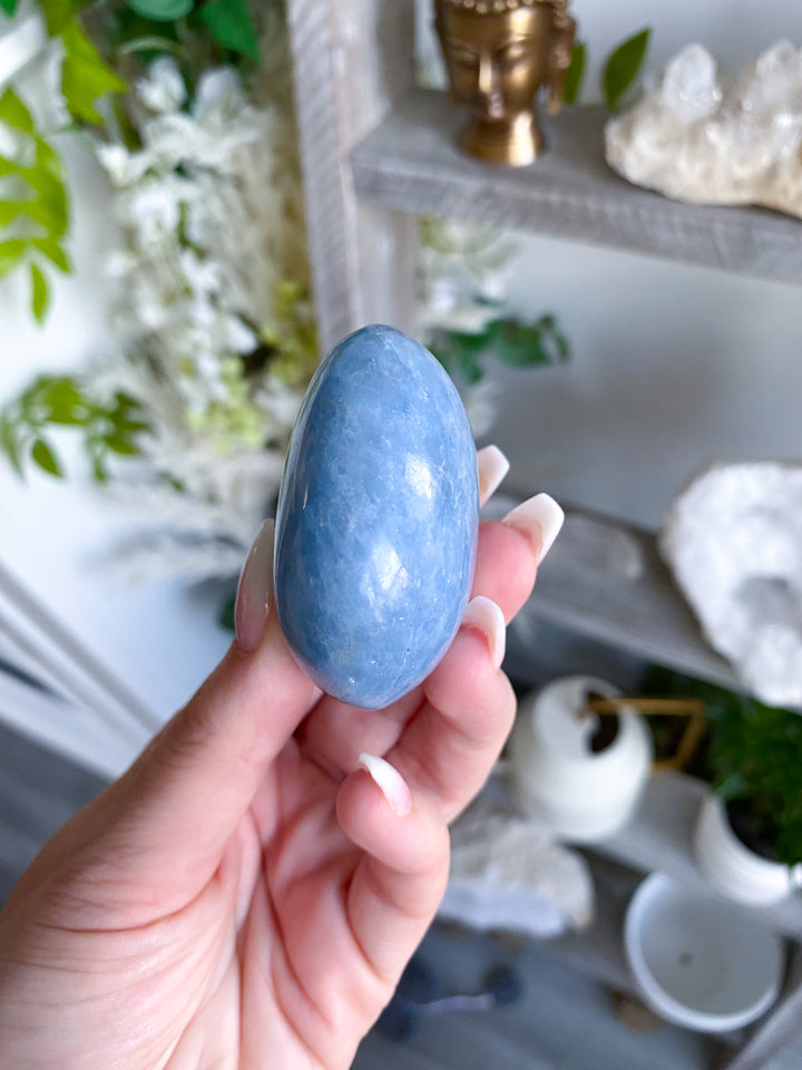 Blue Calcite Palm Stone #2