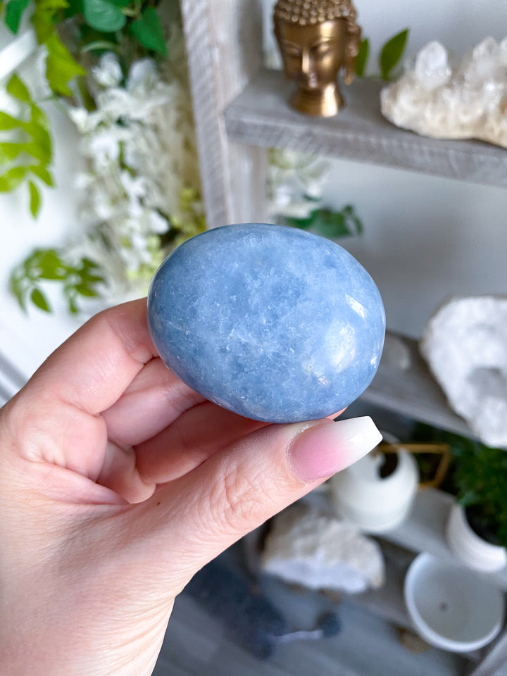 Blue Calcite Palm Stone #2