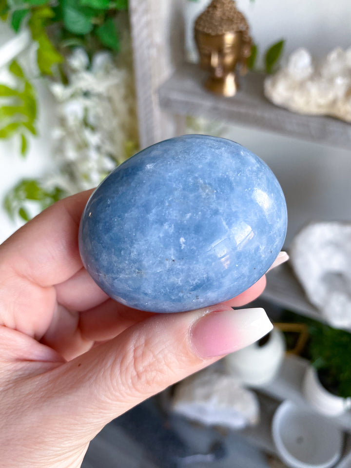 Blue Calcite Palm Stone #2