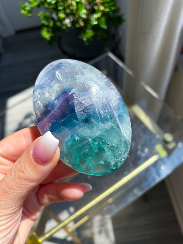 Radiant Fluorite Palm Stone #9