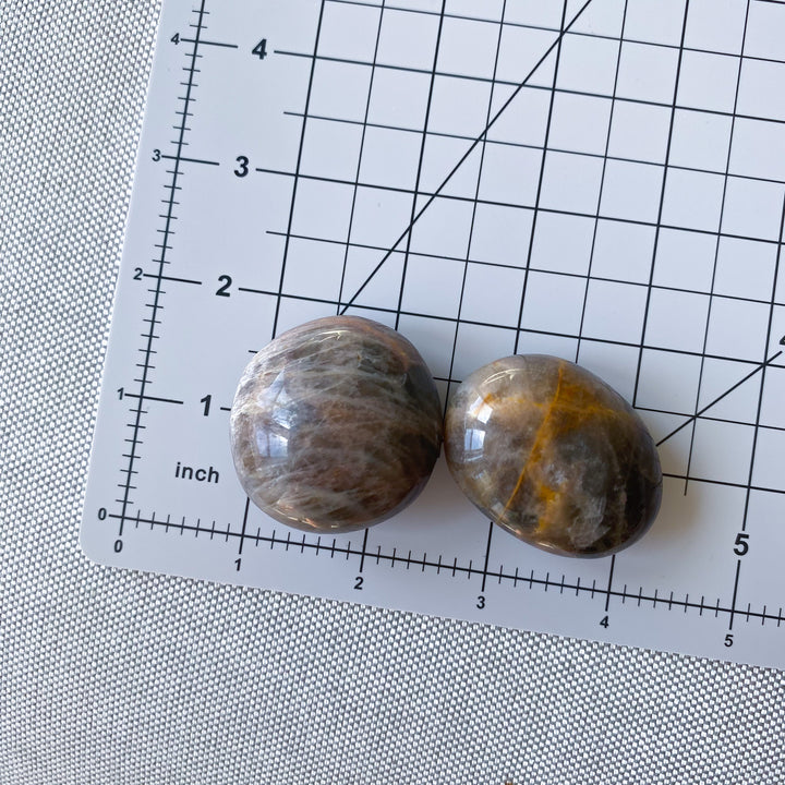 Small Black Moonstone Palm Stone - Choose Your Piece