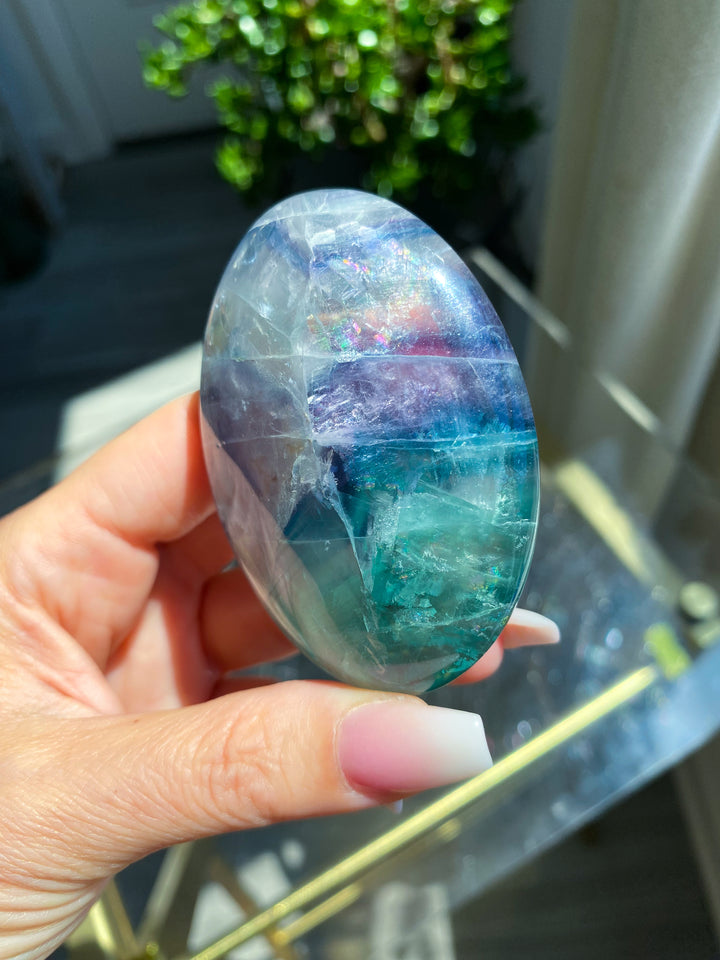 Radiant Fluorite Palm Stone #9