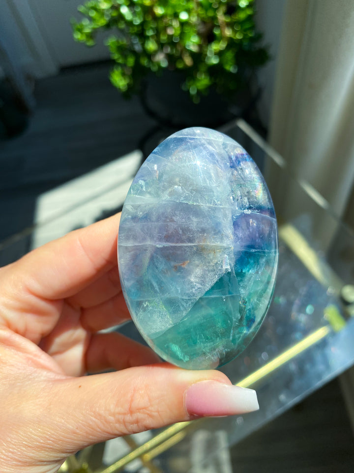 Radiant Fluorite Palm Stone #9