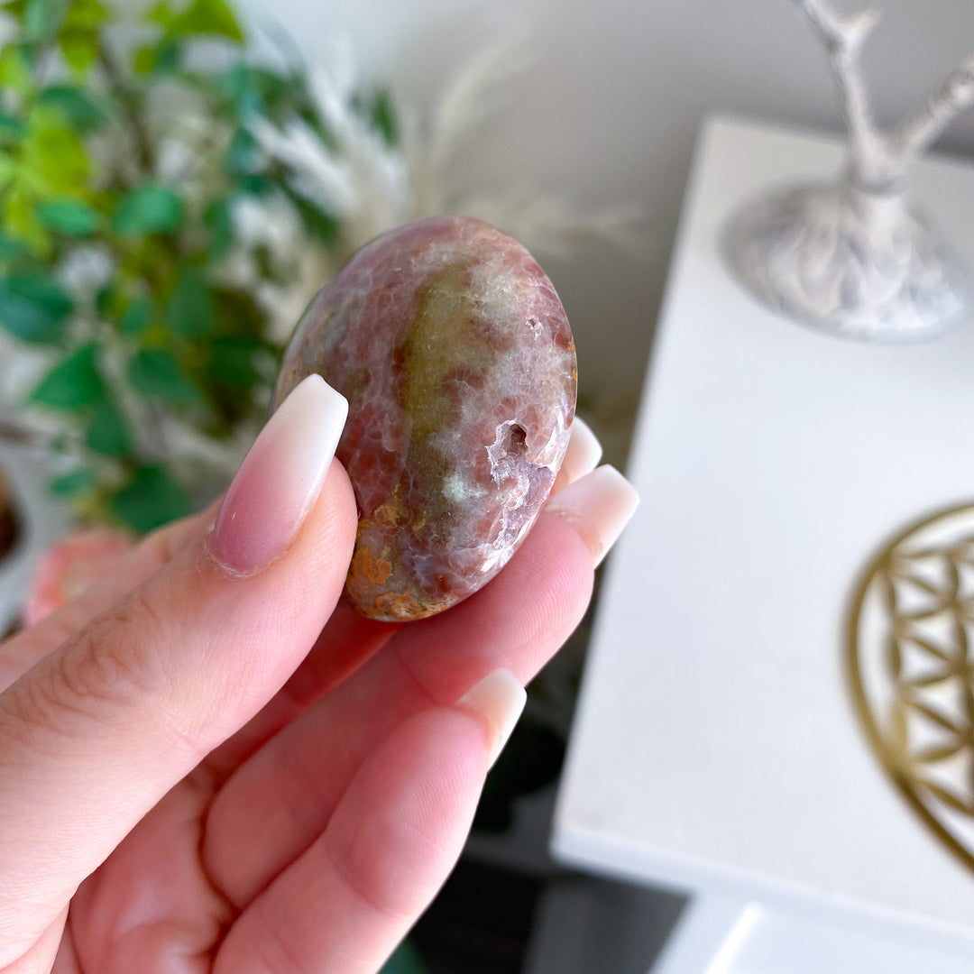 Pink and Green Calcite Coin 