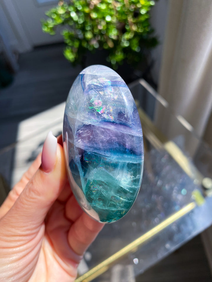Radiant Fluorite Palm Stone #9