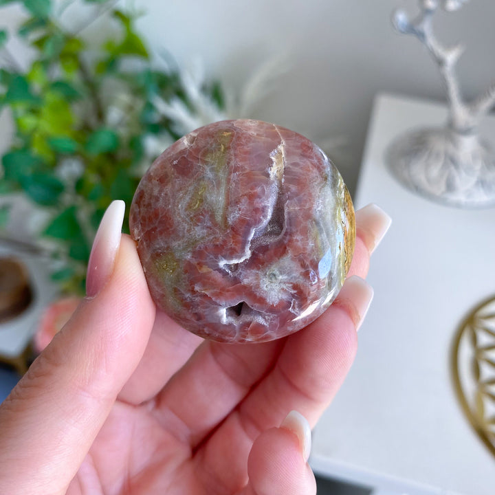 Pink and Green Calcite Coin 