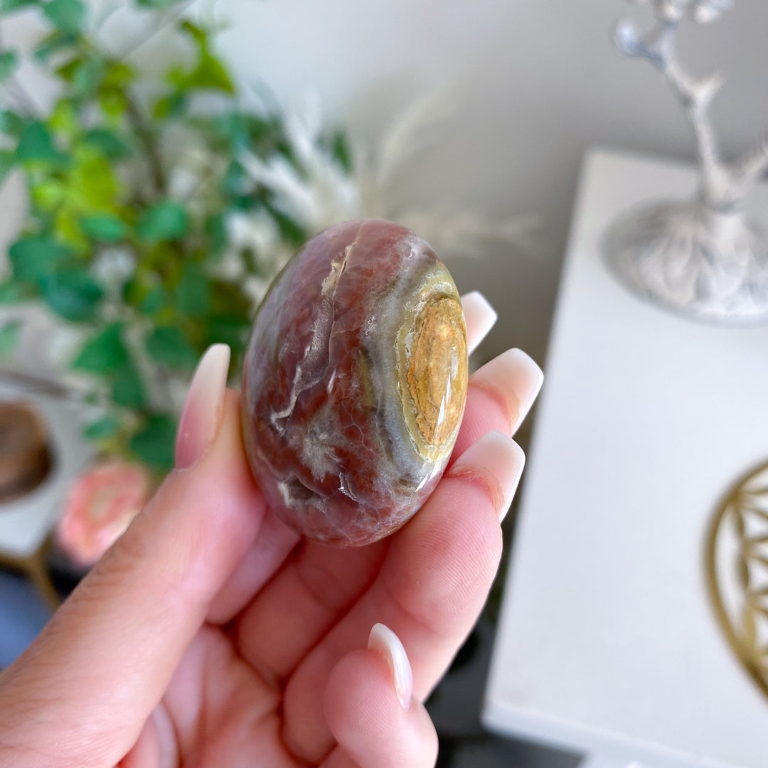 Pink and Green Calcite Coin 