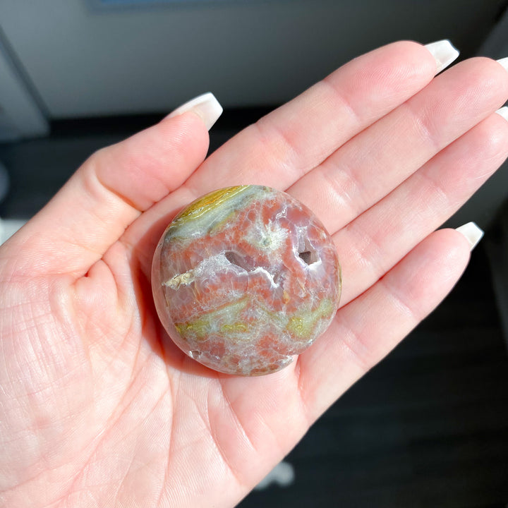 Pink and Green Calcite Coin 
