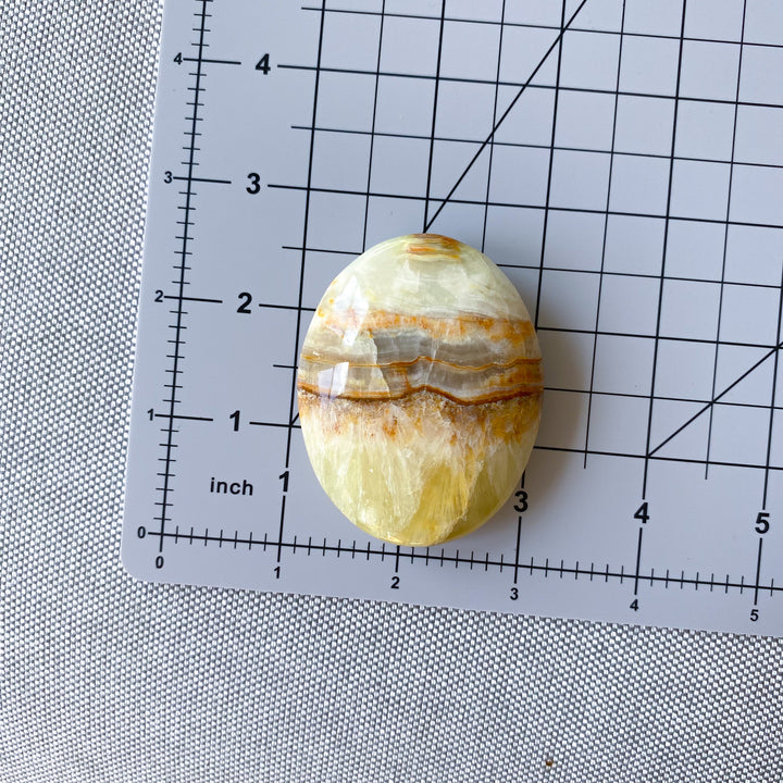 Lemon &amp; Gray-Green Calcite Palm Stone 