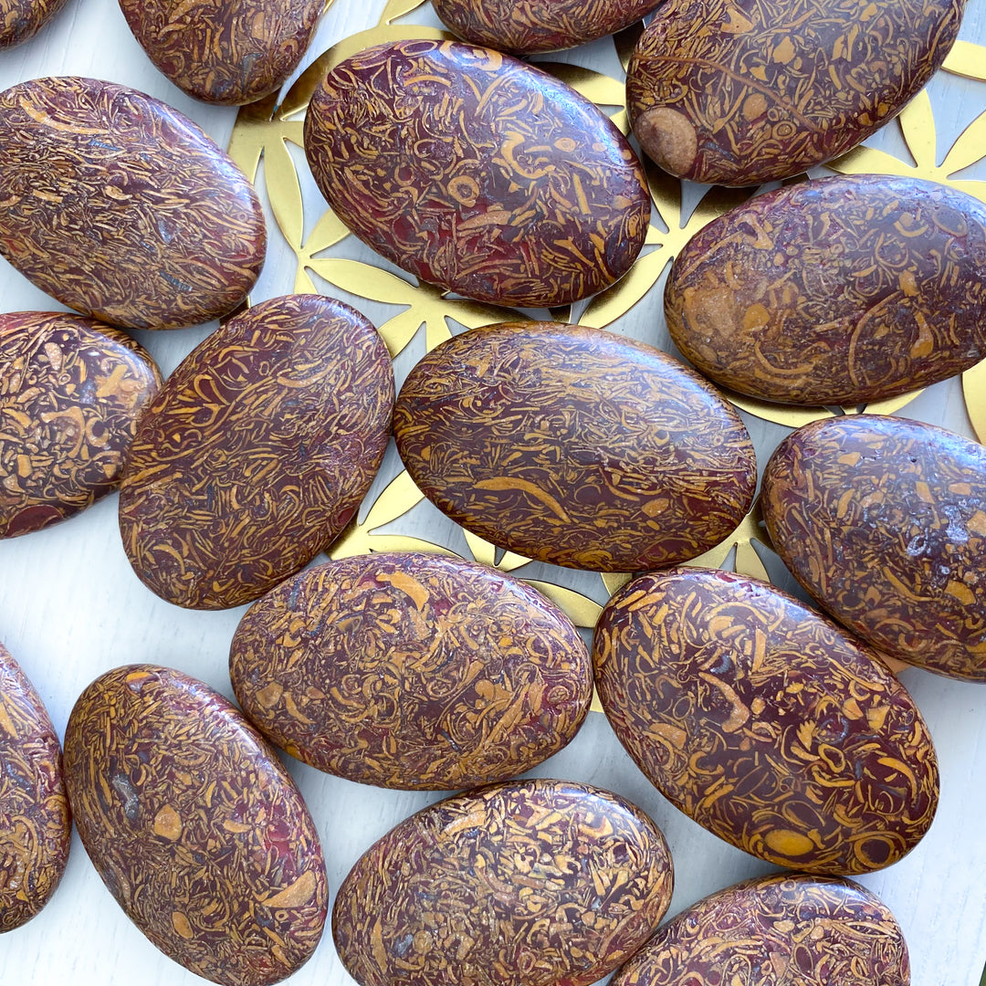 Small Calligraphy Jasper Palm Stone