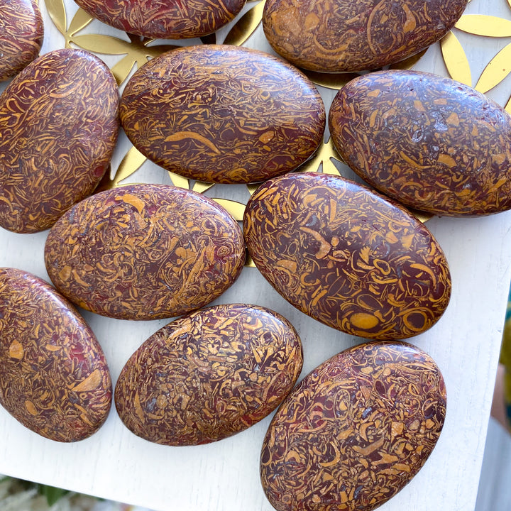 Small Calligraphy Jasper Palm Stone