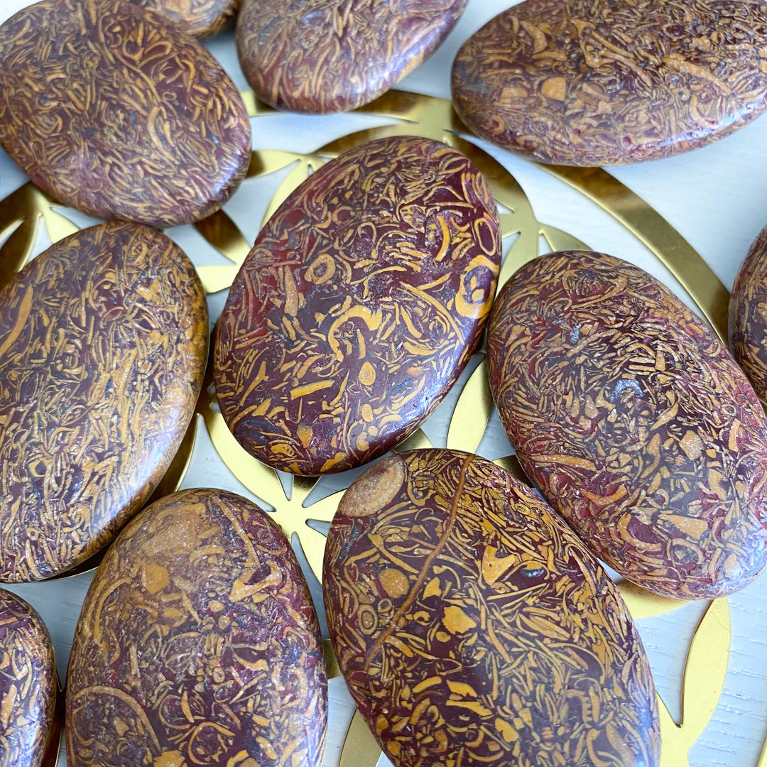 Small Calligraphy Jasper Palm Stone