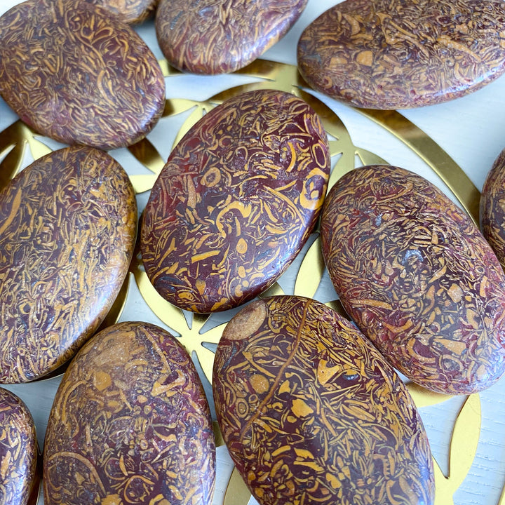 Small Calligraphy Jasper Palm Stone