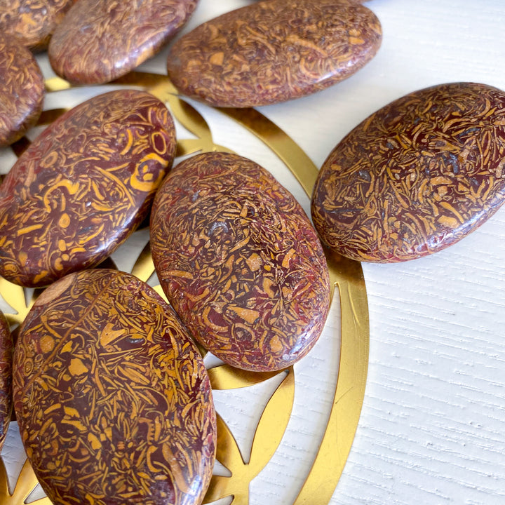 Small Calligraphy Jasper Palm Stone