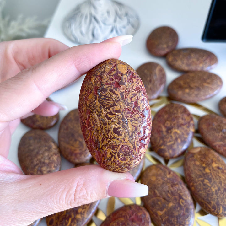 Small Calligraphy Jasper Palm Stone