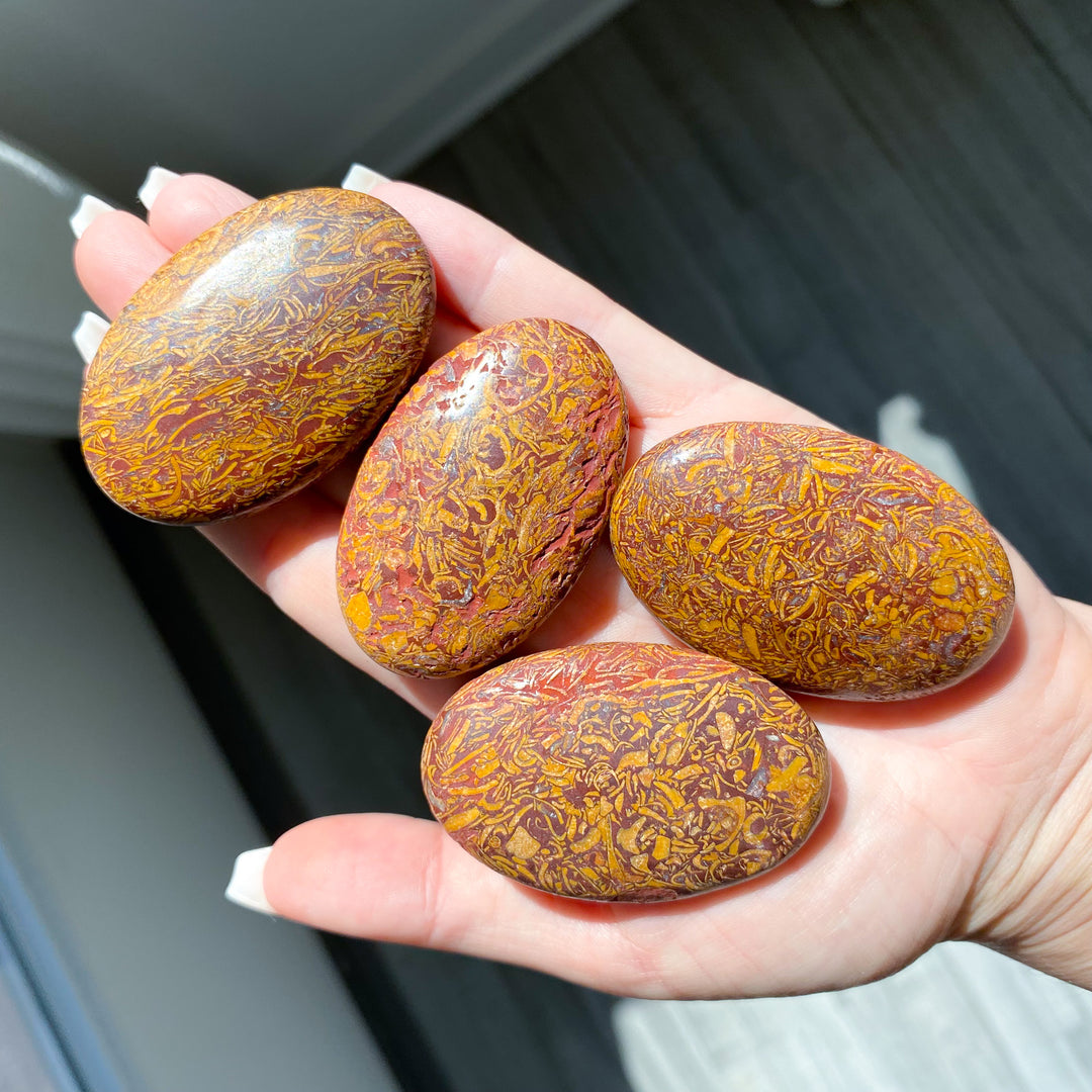 Small Calligraphy Jasper Palm Stone