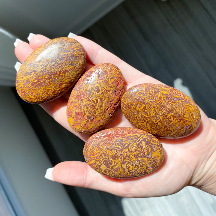Small Calligraphy Jasper Palm Stone