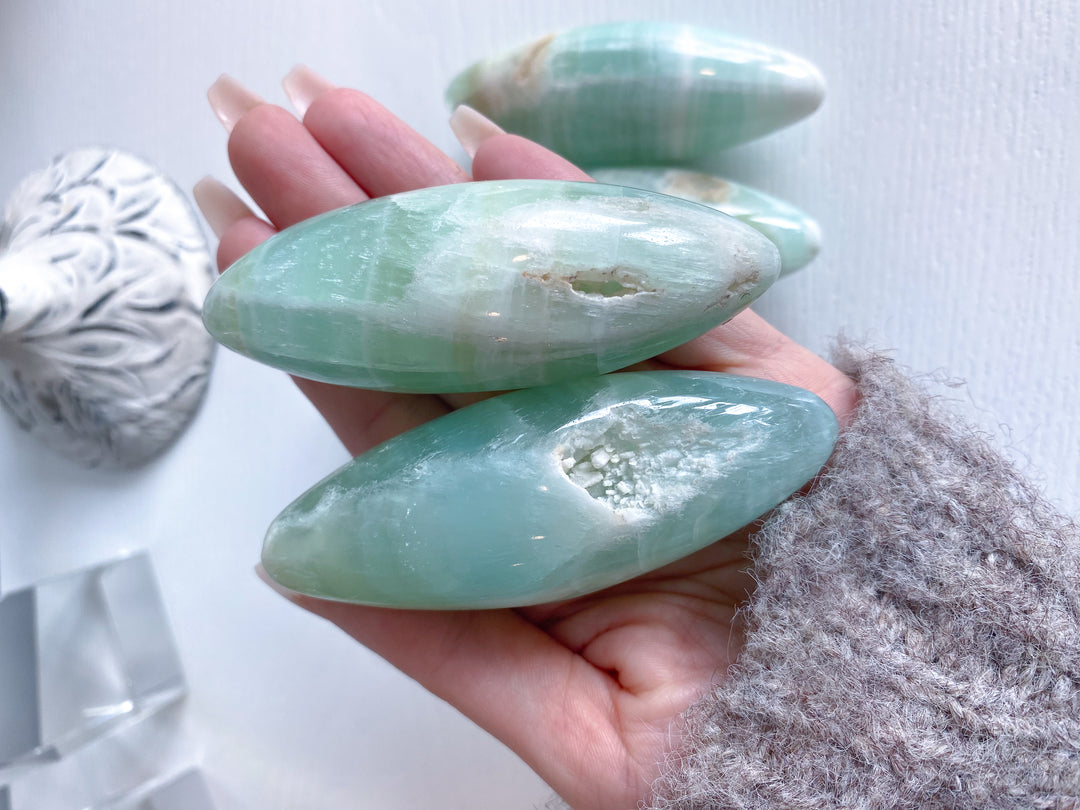 Large Pistachio Calcite Shiva with Cavern - Green Calcite
