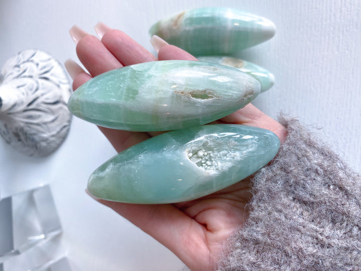 Large Pistachio Calcite Shiva with Cavern - Green Calcite