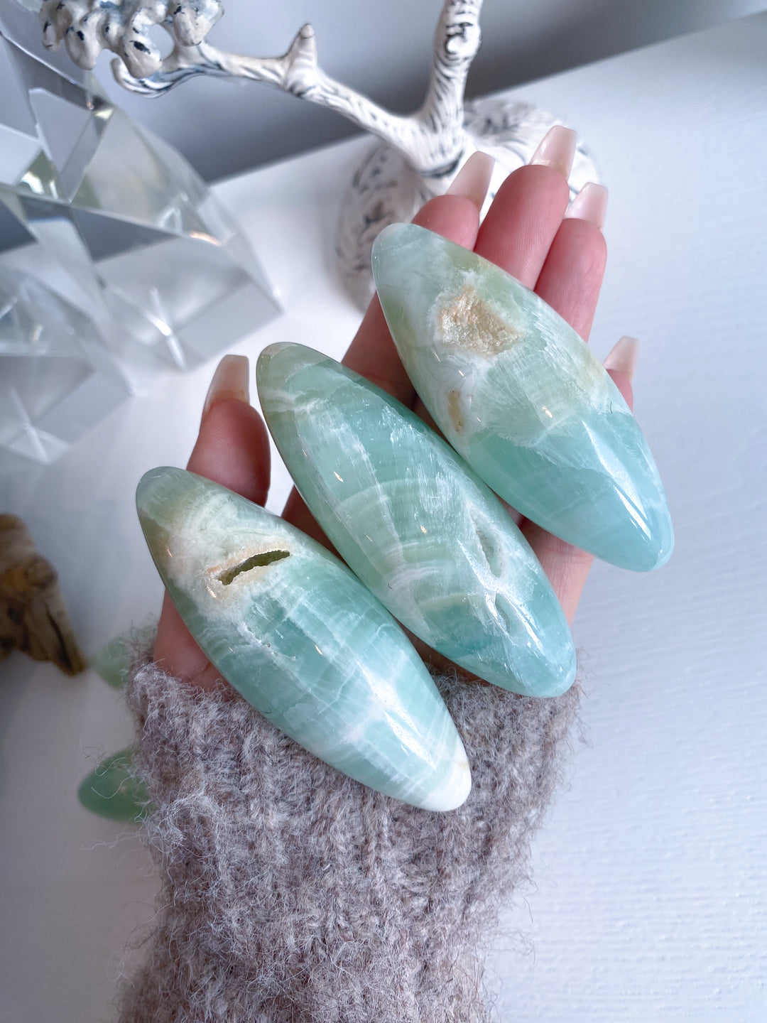 Large Pistachio Calcite Shiva with Cavern - Green Calcite