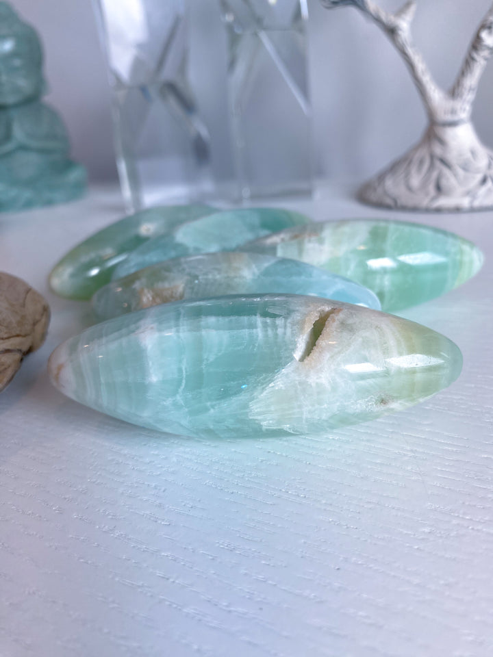 Large Pistachio Calcite Shiva with Cavern - Green Calcite