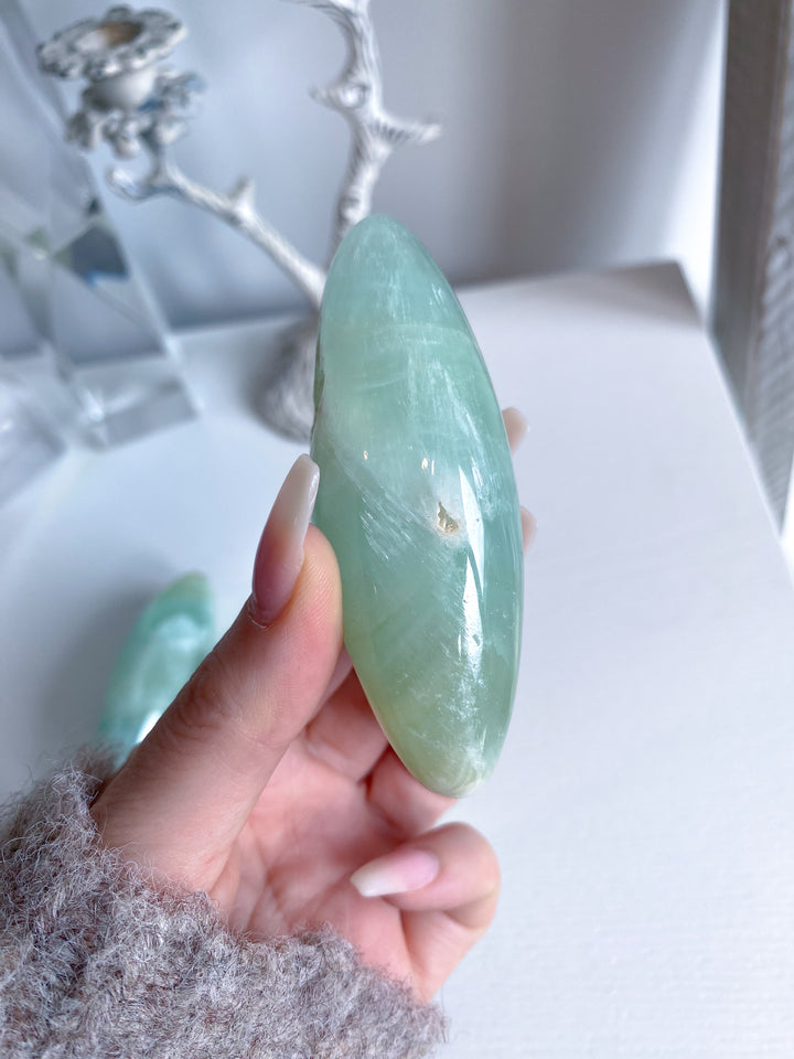 Large Pistachio Calcite Shiva with Cavern - Green Calcite