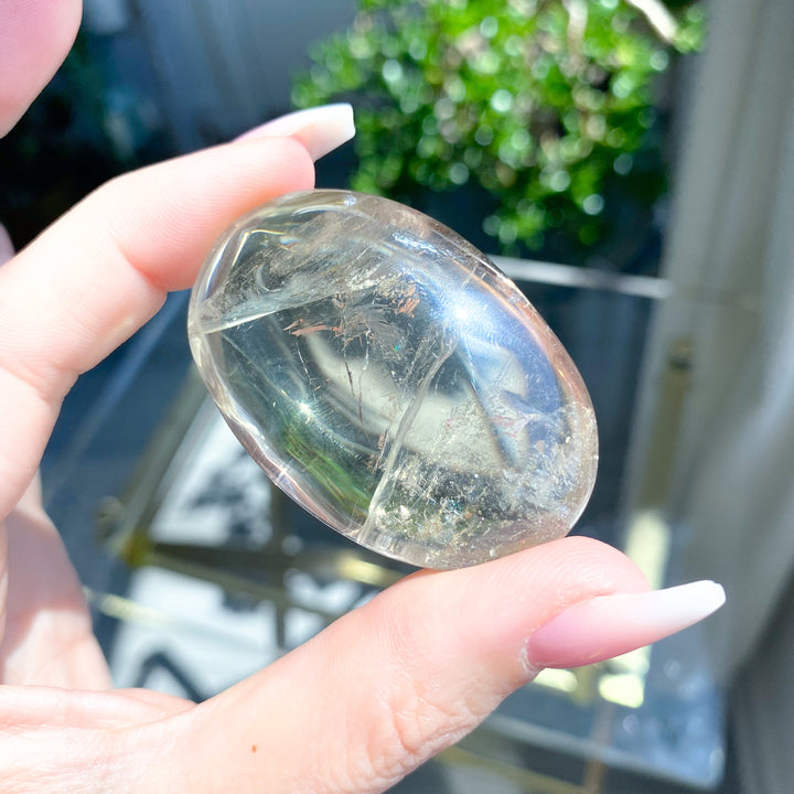 Small Natural Citrine Palm Stone #1