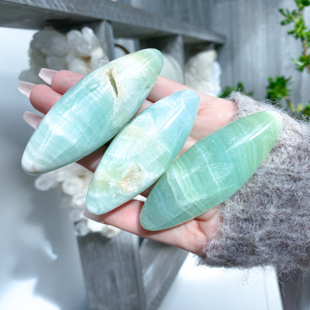 Large Pistachio Calcite Shiva with Cavern - Green Calcite