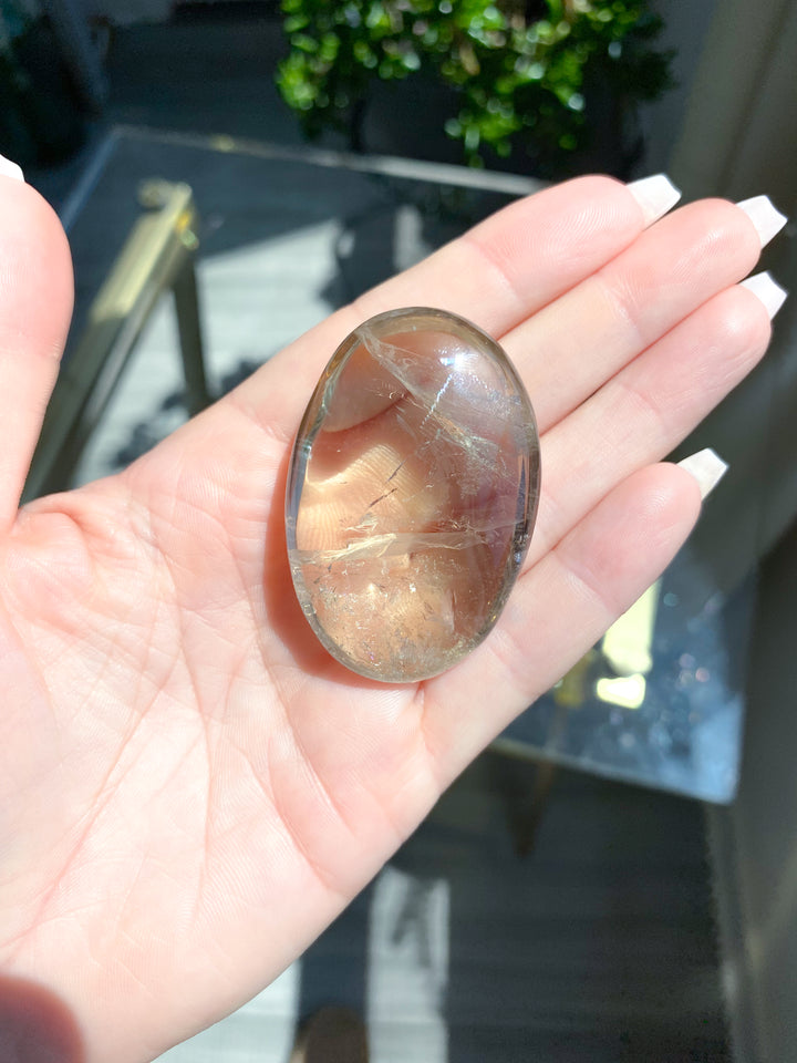 Small Natural Citrine Palm Stone #1