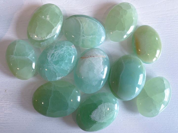 Pistachio Calcite Palm Stone - B Quality - Green Calcite
