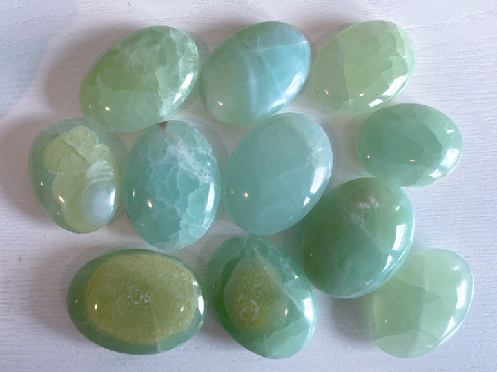 Pistachio Calcite Palm Stone - B Quality - Green Calcite