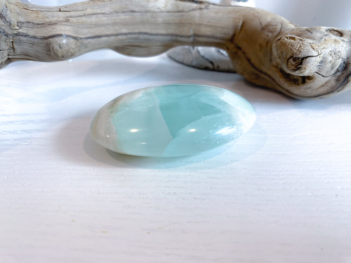 Pistachio Calcite Palm Stone #3 - Green Calcite