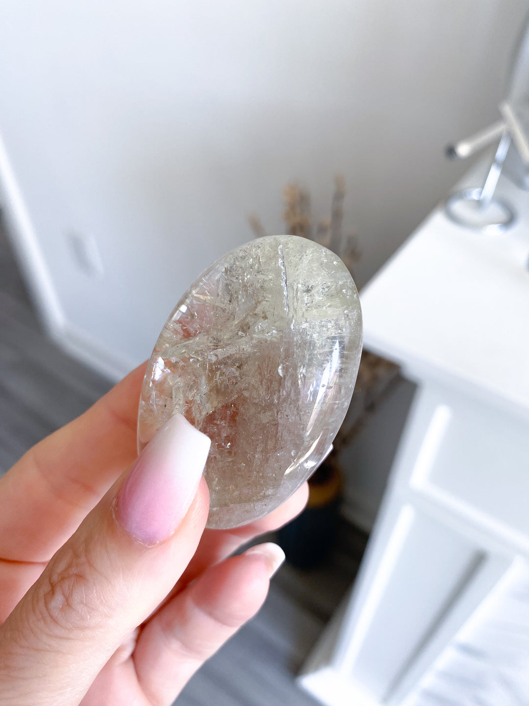 Dimensional Small Natural Citrine Palm Stone #4 - Rainbows