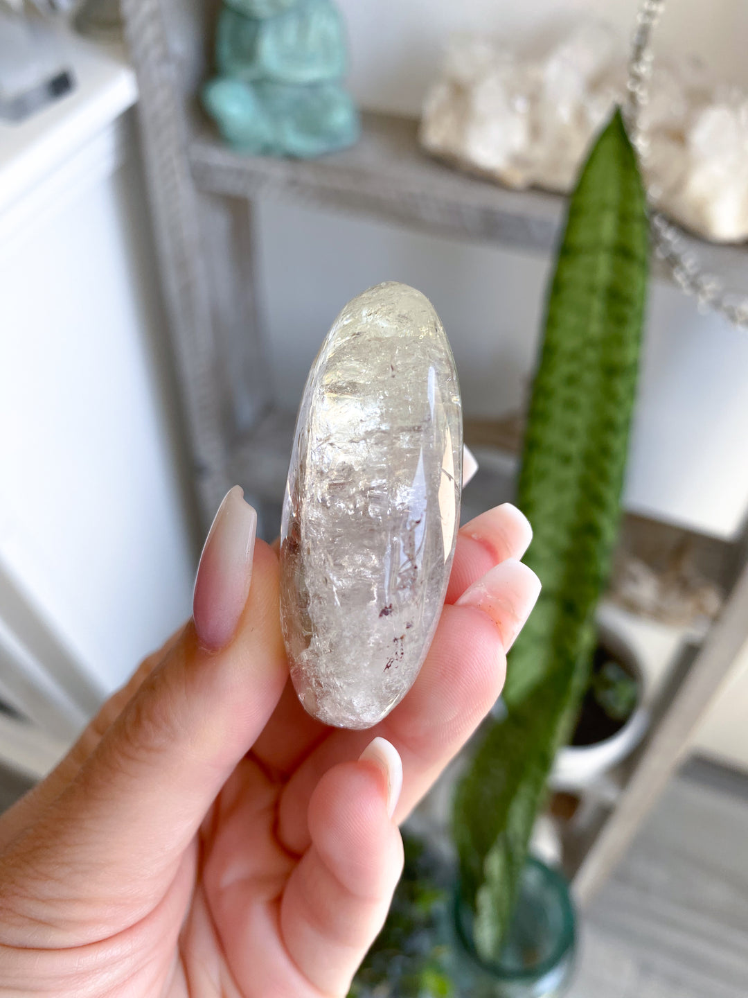 Dimensional Small Natural Citrine Palm Stone #4 - Rainbows