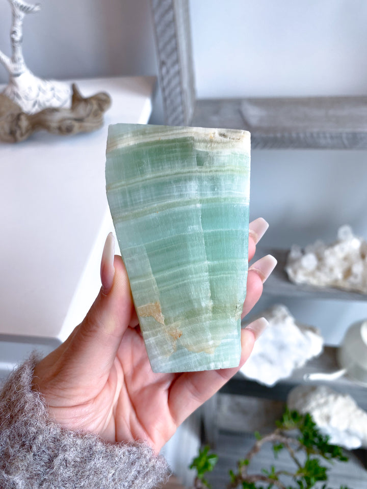Tall, Large Pistachio Calcite Raw Freeform #1 - Green Calcite