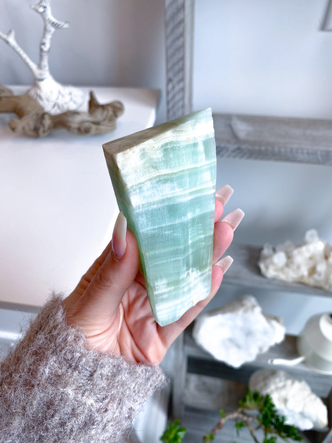 Tall, Large Pistachio Calcite Raw Freeform #1 - Green Calcite